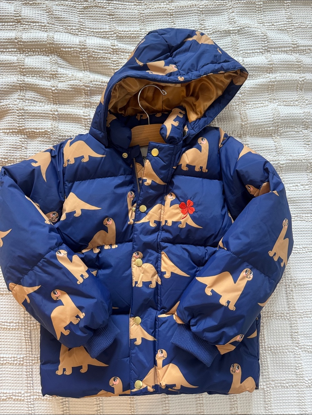 Mini Rodini Blue and Tan Kids Puffer Jacket